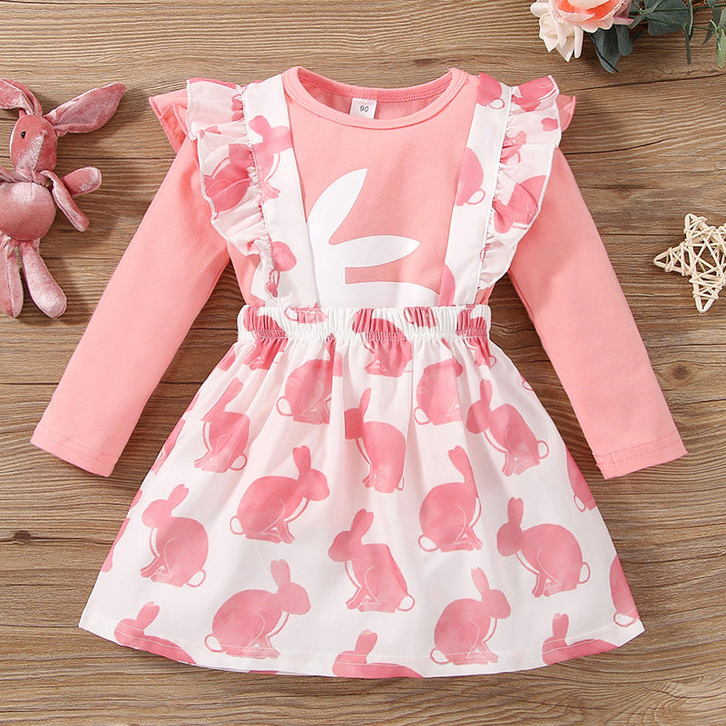 2 Pieces Set Baby Kid Girls Easter Animals Cartoon Tops And Dresses Wholesale 221216521