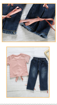Load image into Gallery viewer, 2 Pieces Set Baby Kid Girls Solid Color T-Shirts And Pants Wholesale 221216526
