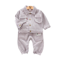 Load image into Gallery viewer, 2 Pieces Set Baby Kid Boys Solid Color Jackets Outwears And Letters Pants Wholesale 221216532
