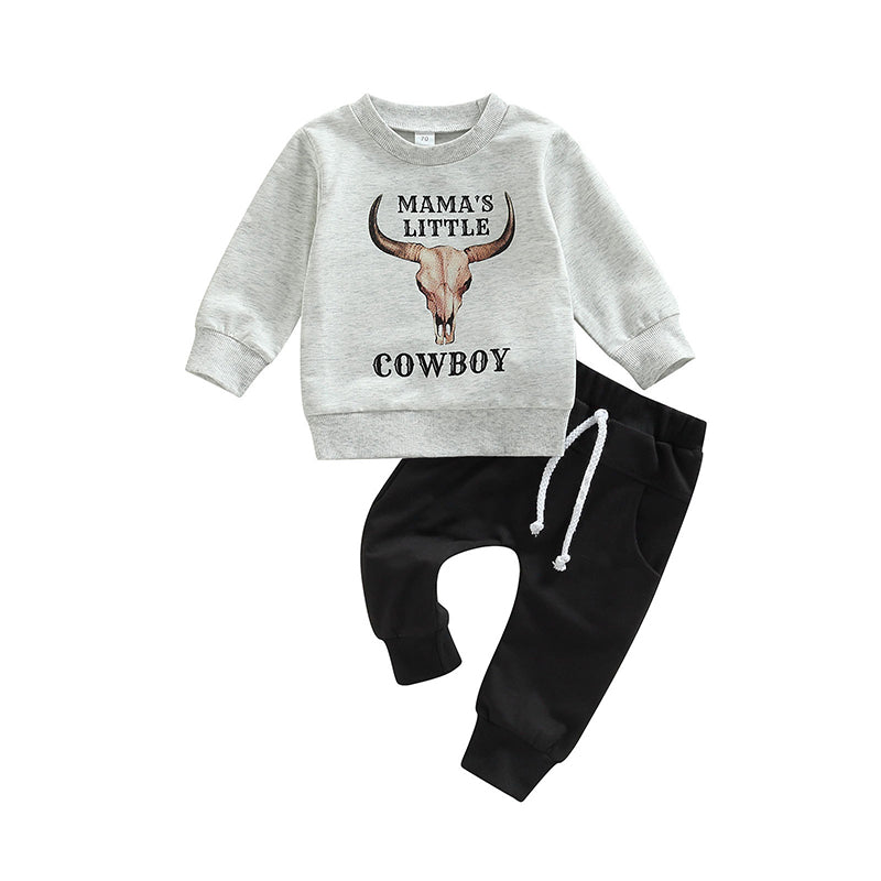 2 Pieces Set Baby Kid Boys Letters Animals Print Hoodies Swearshirts And Solid Color Ribbon Pants Wholesale 221216540
