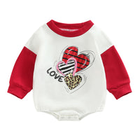 Load image into Gallery viewer, Baby Girls Letters Color-blocking Love heart Print Valentine&#39;s Day Rompers Wholesale 221216541
