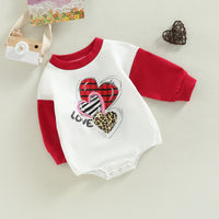 Load image into Gallery viewer, Baby Girls Letters Color-blocking Love heart Print Valentine&#39;s Day Rompers Wholesale 221216541
