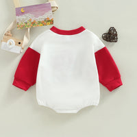 Load image into Gallery viewer, Baby Girls Letters Color-blocking Love heart Print Valentine&#39;s Day Rompers Wholesale 221216541
