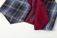 Load image into Gallery viewer, 3 Pieces Set Baby Kid Boys Birthday Bow Shirts Checked Vests Waistcoats And Solid Color Pants Wholesale 221216547
