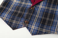 Load image into Gallery viewer, 3 Pieces Set Baby Kid Boys Birthday Bow Shirts Checked Vests Waistcoats And Solid Color Pants Wholesale 221216547
