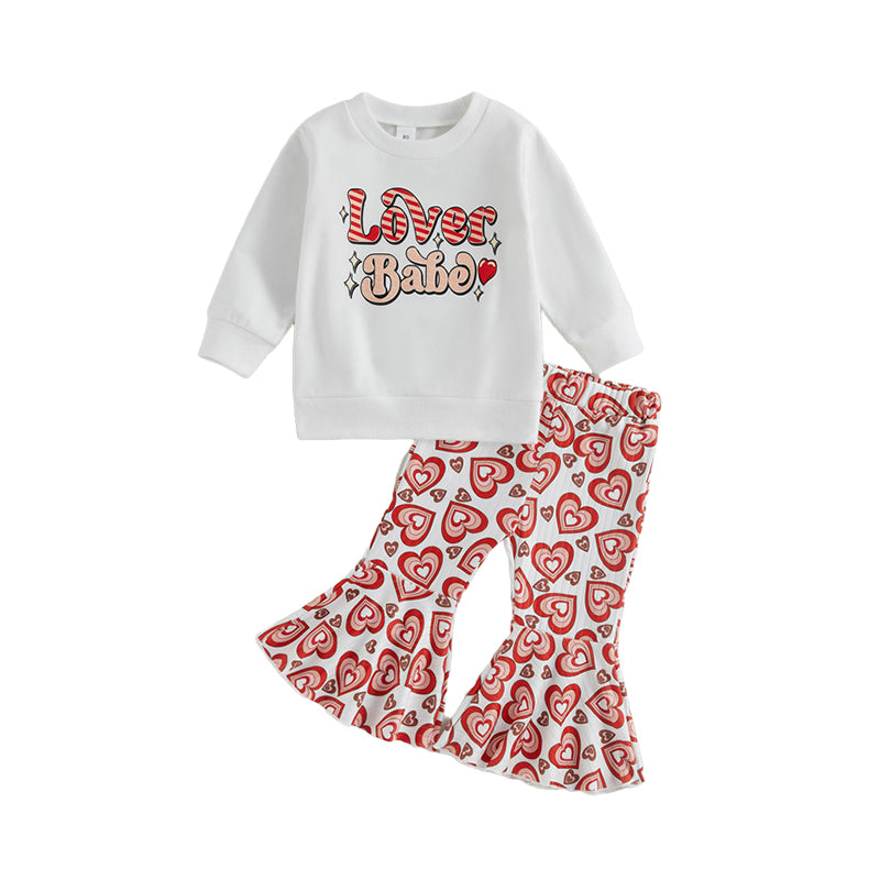 2 Pieces Set Baby Kid Girls Letters Print Tops And Love heart Pants Wholesale 221216557