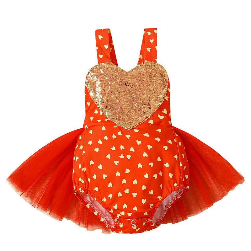 2 Pieces Set Baby Girls Valentine's Day Love heart Rompers And Solid Color Skirts Wholesale 221216559