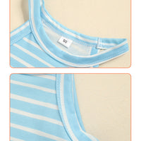 Load image into Gallery viewer, 2 Pieces Set Baby Kid Girls Striped Tank Tops And Shorts Wholesale 221216568
