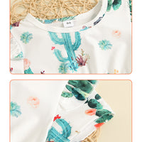 Load image into Gallery viewer, 2 Pieces Set Kid Girls Plant Print Tops And Ripped Shorts Wholesale 221216571
