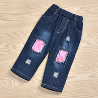 Load image into Gallery viewer, 2 Pieces Set Baby Kid Girls Tie Dye Tops And Ripped Pants Wholesale 221216572
