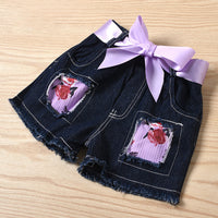 Load image into Gallery viewer, 2 Pieces Set Baby Kid Girls Flower Print Tank Tops And Ripped Shorts Wholesale 221216573
