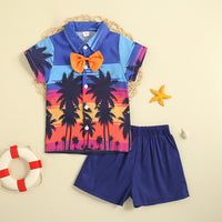 Load image into Gallery viewer, 2 Pieces Set Baby Kid Boys Tropical Bow Shirts And Solid Color Shorts Wholesale 221216583

