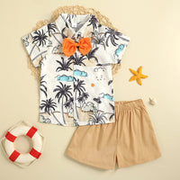 Load image into Gallery viewer, 2 Pieces Set Baby Kid Boys Tropical Bow Shirts And Solid Color Shorts Wholesale 221216583
