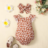 Load image into Gallery viewer, Baby Girls Flower Print Rompers Wholesale 221216587
