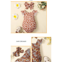 Load image into Gallery viewer, Baby Girls Flower Print Rompers Wholesale 221216587
