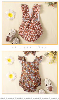 Load image into Gallery viewer, Baby Girls Flower Print Rompers Wholesale 221216587
