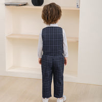 Load image into Gallery viewer, 3 Pieces Set Baby Kid Boys Birthday Party Solid Color Bow Shirts Checked Vests Waistcoats And Pants Wholesale 22121660
