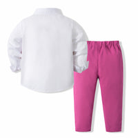 Load image into Gallery viewer, 3 Pieces Set Baby Kid Boys Birthday Color-blocking Shirts Solid Color Pants And Bow Others accessories Wholesale 221216605
