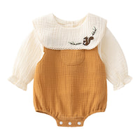 Load image into Gallery viewer, 2 Pieces Set Baby Girls Cartoon Embroidered Print Tops And Polka dots Rompers Wholesale 221216609
