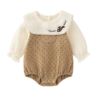 Load image into Gallery viewer, 2 Pieces Set Baby Girls Cartoon Embroidered Print Tops And Polka dots Rompers Wholesale 221216609
