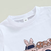 Load image into Gallery viewer, 2 Pieces Set Baby Kid Girls Letters Car Cartoon Print T-Shirts And Striped Pants Wholesale 221216614
