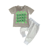 Load image into Gallery viewer, 2 Pieces Set Baby Kid Unisex Letters Print T-Shirts And Solid Color Pants Wholesale 221216615

