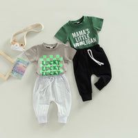 Load image into Gallery viewer, 2 Pieces Set Baby Kid Unisex Letters Print T-Shirts And Solid Color Pants Wholesale 221216615
