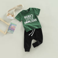 Load image into Gallery viewer, 2 Pieces Set Baby Kid Unisex Letters Print T-Shirts And Solid Color Pants Wholesale 221216615
