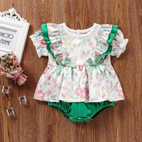 Load image into Gallery viewer, Baby Girls Flower Bow Print Rompers Wholesale 22121662
