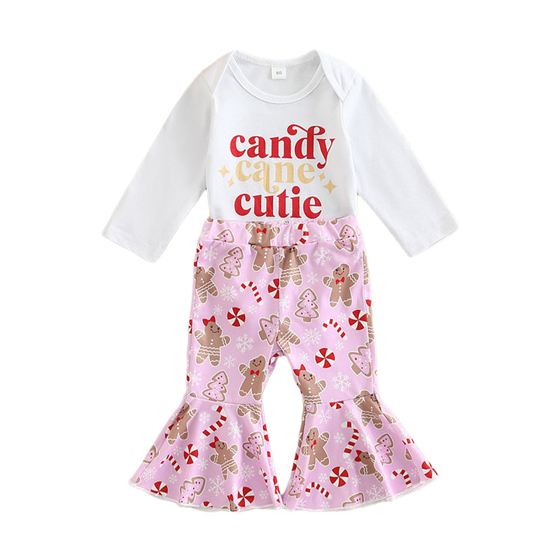3 Pieces Set Baby Girls Christmas Letters Print Rompers And Cartoon Pants And Bow Headwear Wholesale 221216621