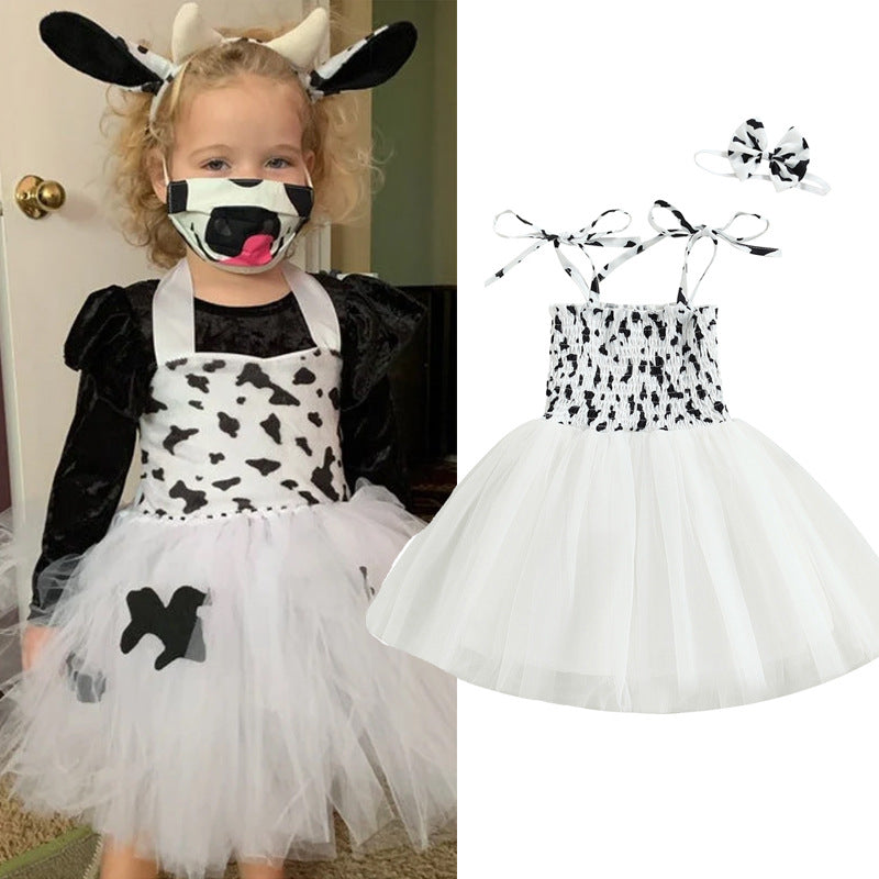 Baby Kid Girls Color-blocking Cow Dresses Wholesale 221216622