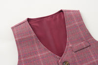 Load image into Gallery viewer, 3 Pieces Set Baby Kid Boys Dressy Party Checked Vests Waistcoats And Solid Color Bow Shirts And Pants Suits Wholesale 221216627
