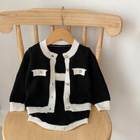 Load image into Gallery viewer, Baby Girls Color-blocking Cardigan And Rompers Wholesale 221216628
