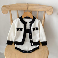 Load image into Gallery viewer, Baby Girls Color-blocking Cardigan And Rompers Wholesale 221216628
