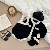 Load image into Gallery viewer, Baby Girls Color-blocking Cardigan And Rompers Wholesale 221216628
