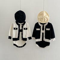 Load image into Gallery viewer, Baby Girls Color-blocking Cardigan And Rompers Wholesale 221216628
