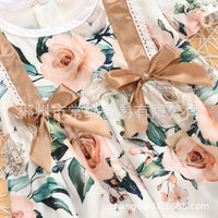 Load image into Gallery viewer, Baby Girls Flower Bow Print Rompers Wholesale 22121663
