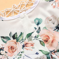 Load image into Gallery viewer, Baby Girls Flower Bow Print Rompers Wholesale 22121663
