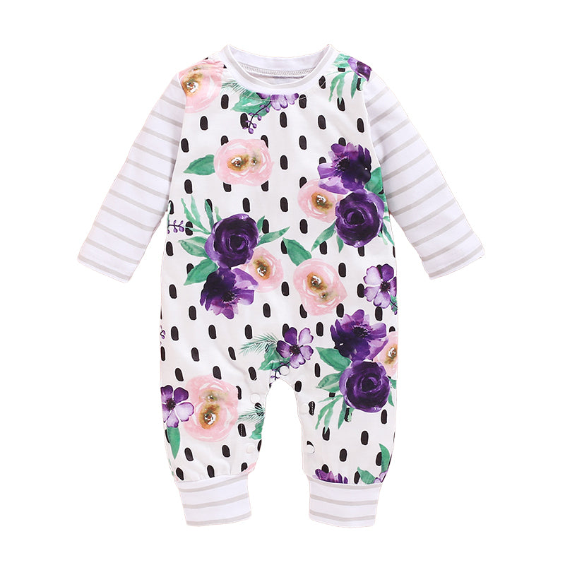 Baby Unisex Flower Print Jumpsuits Wholesale 22121664