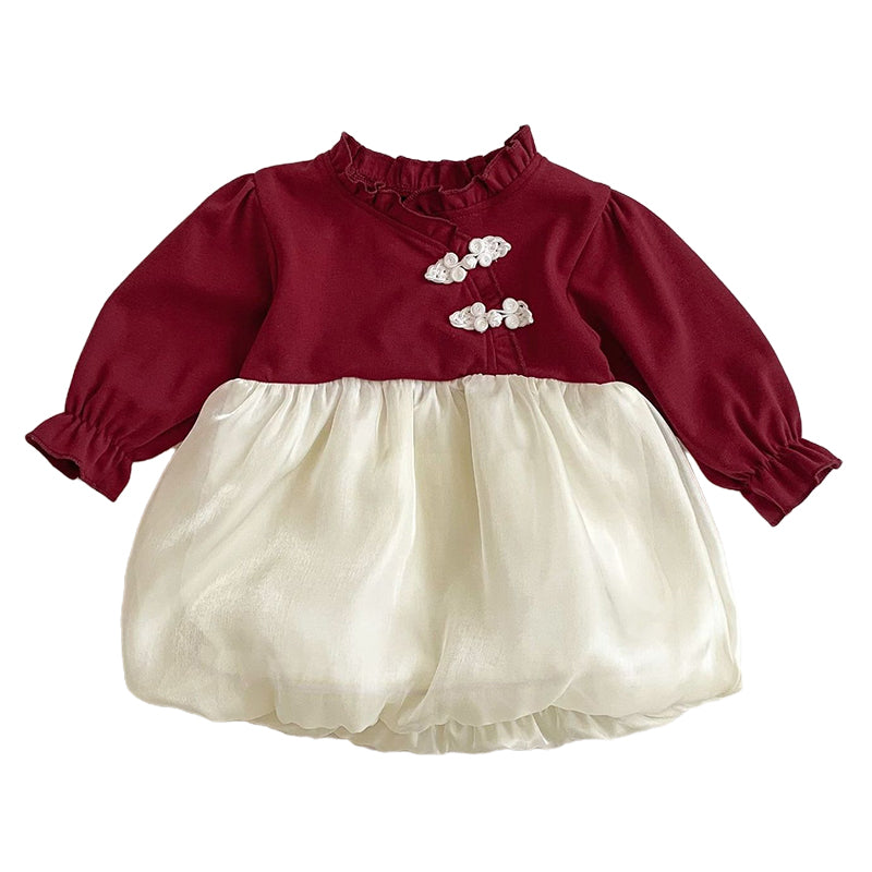 Baby Girls Color-blocking Dresses Wholesale 221216652