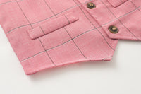 Load image into Gallery viewer, 3 Pieces Set Baby Kid Boys Birthday Party Solid Color Bow Shirts Checked Vests Waistcoats And Pants Wholesale 221216655

