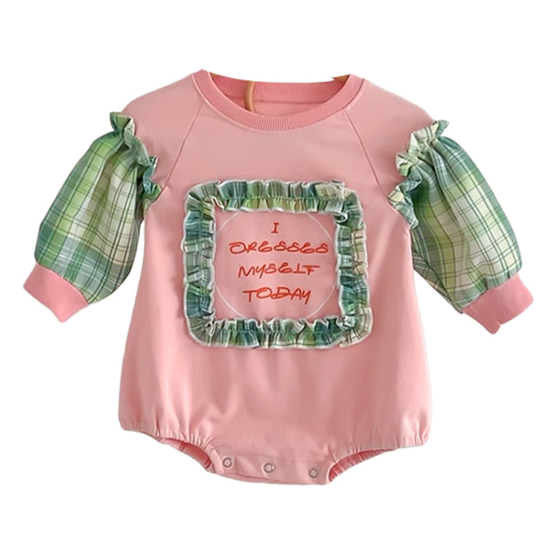Baby Girls Letters Checked Rompers Wholesale 221216656