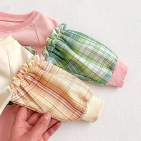 Load image into Gallery viewer, Baby Girls Letters Checked Rompers Wholesale 221216656
