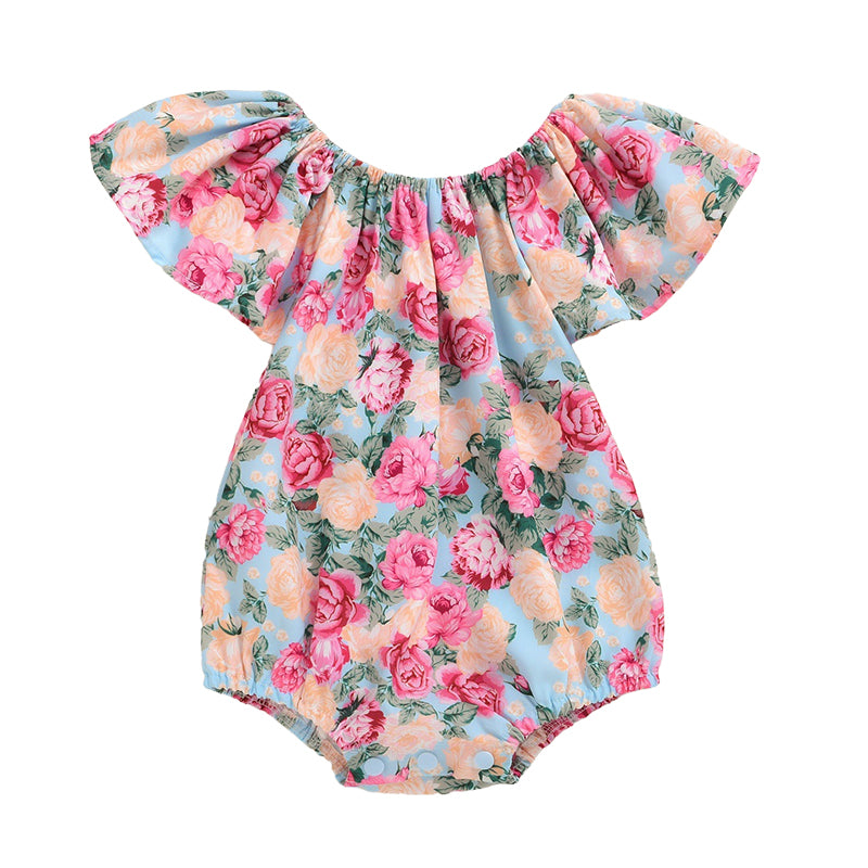 Baby Girls Flower Print Rompers Wholesale 22121667
