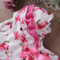 Load image into Gallery viewer, Baby Girls Flower Bow Print Rompers Wholesale 22121673

