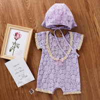 Load image into Gallery viewer, Baby Girls Flower Bow Lace Rompers Accessories Hats Wholesale 22121679
