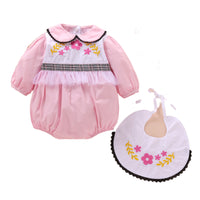 Load image into Gallery viewer, 3 Pieces Set Baby Girls Embroidered Rompers Solid Color Hats And Flower Others accessories Wholesale 22121688
