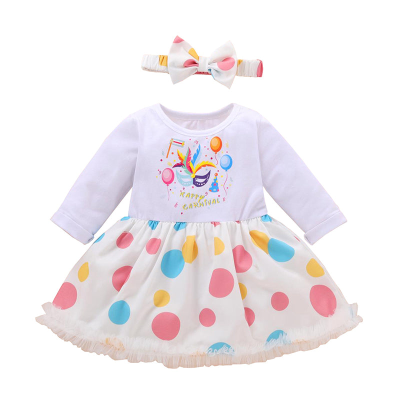 Baby Girls Polka dots Cartoon Print Rompers Wholesale 22121691