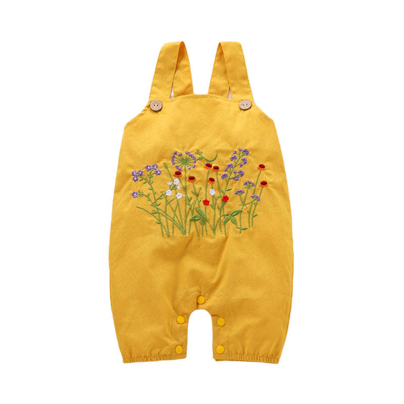 Baby Girls Flower Embroidered Jumpsuits Wholesale 22121696