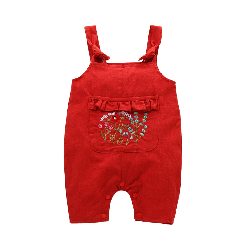 Baby Girls Flower Embroidered Jumpsuits Wholesale 22121697